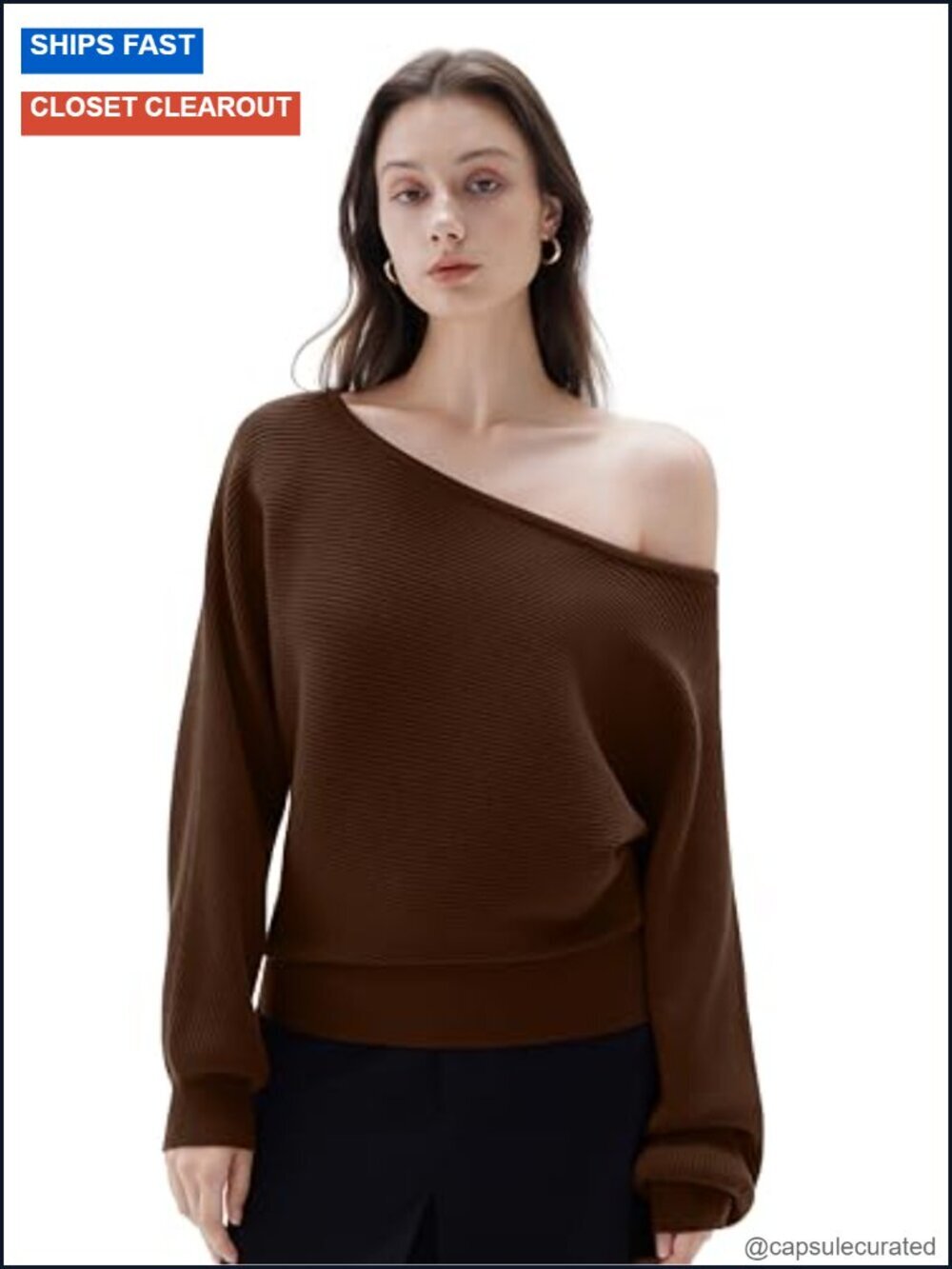 Cashmere Blend Oversized Off Shoulder Pullover Sweater